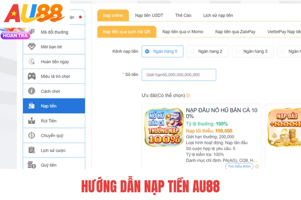 Hướng dẫn nạp tiền AU88