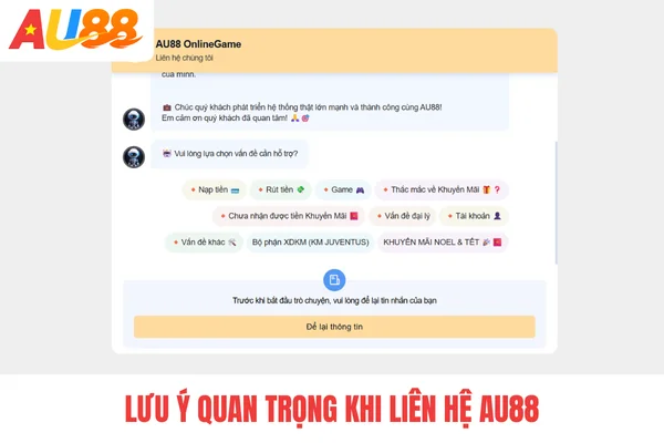 Lưu ý để liên hệ AU88 suôn sẻ